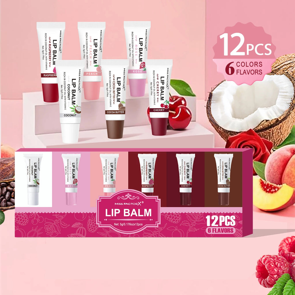 12 Pieces/Box of Unique Gift 6-Color Lip Gloss Set for Moisturizing and Brightening, Lip Color Regulator, Mother's Gift for Than Qme