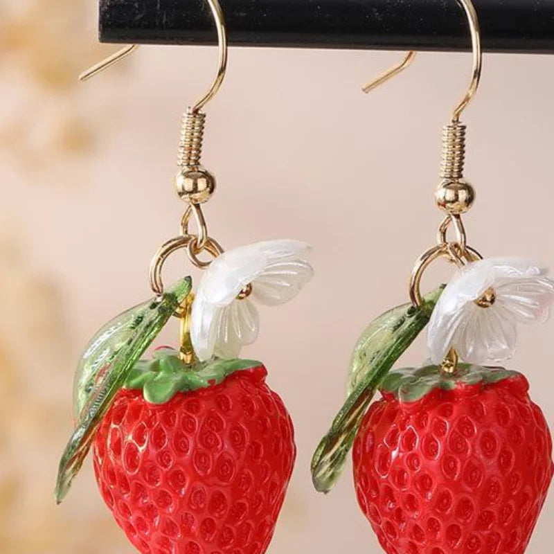 Cute 3D Mixed Fruit Pendant Earrings Vibrant Color Fashion Accessories for Women Vacation Wear Party Gift Qme