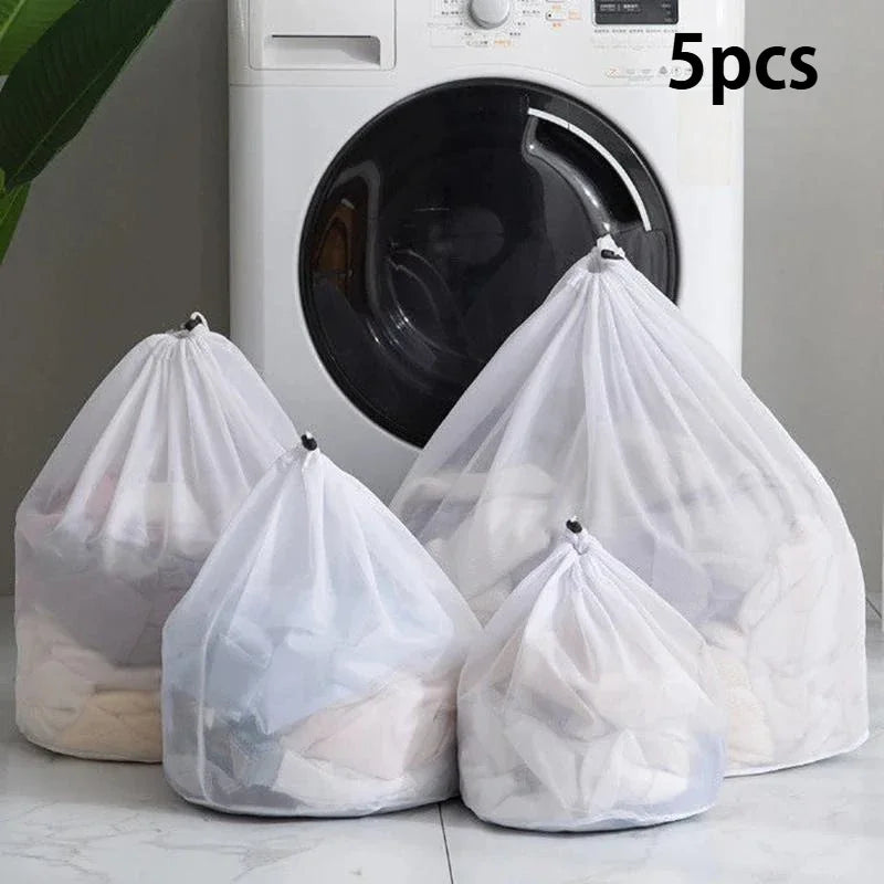 5pcs Mesh Organizer Net Dirty Bra Socks Underwear Shoe Storag Wash Machine Cover Clothes Big Size Large Washing Laundry Bag Qme