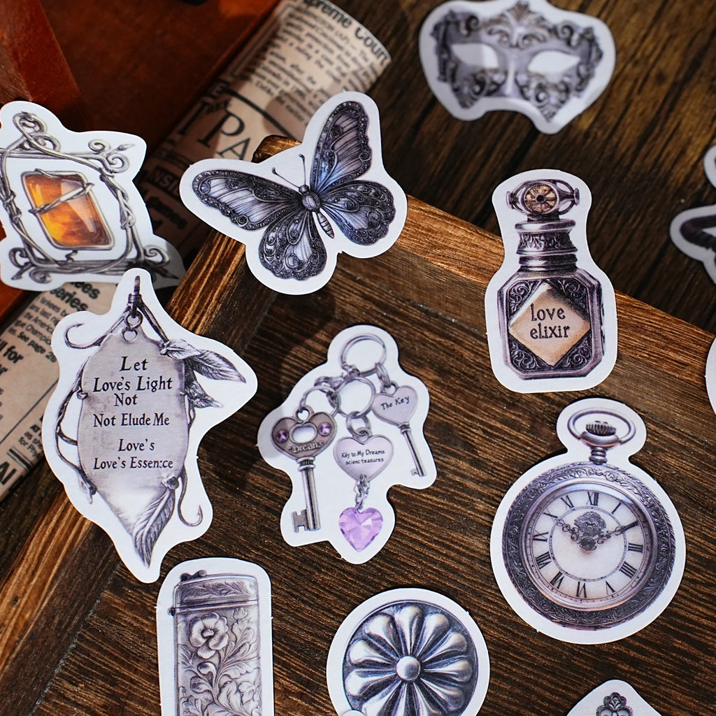 50 Sheets/Bag Vintage Retro Steampunk Birds Stickers Pack DIY Scrapbooking Journal Decals for Phone Case Notebook Decoration Qme