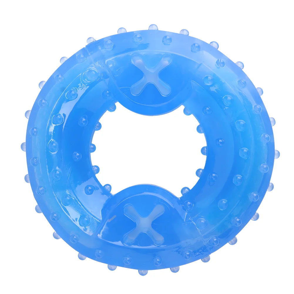 Dog Cooling Chew Toy TPR Freezable Puzzle Treat Dispensing Toy Summer Ice Bite Resistant Interactive Slow Feeder Dog Toy Qme Blue