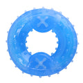 Dog Cooling Chew Toy TPR Freezable Puzzle Treat Dispensing Toy Summer Ice Bite Resistant Interactive Slow Feeder Dog Toy Qme Blue