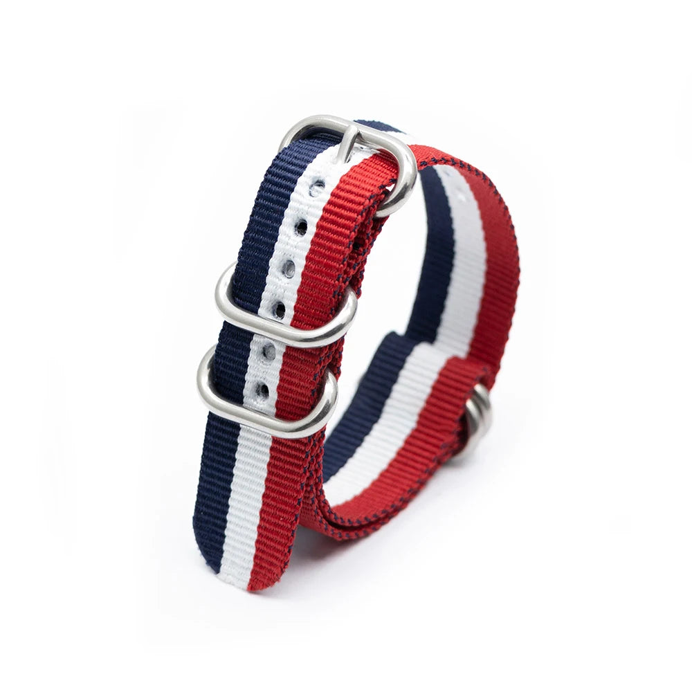 Durable Nylon Watch Strap Army Sport Style Watch Band 18/20/22/24MM 41 Colors Replacement Watch Accessories Qme Blue White Red 24mm