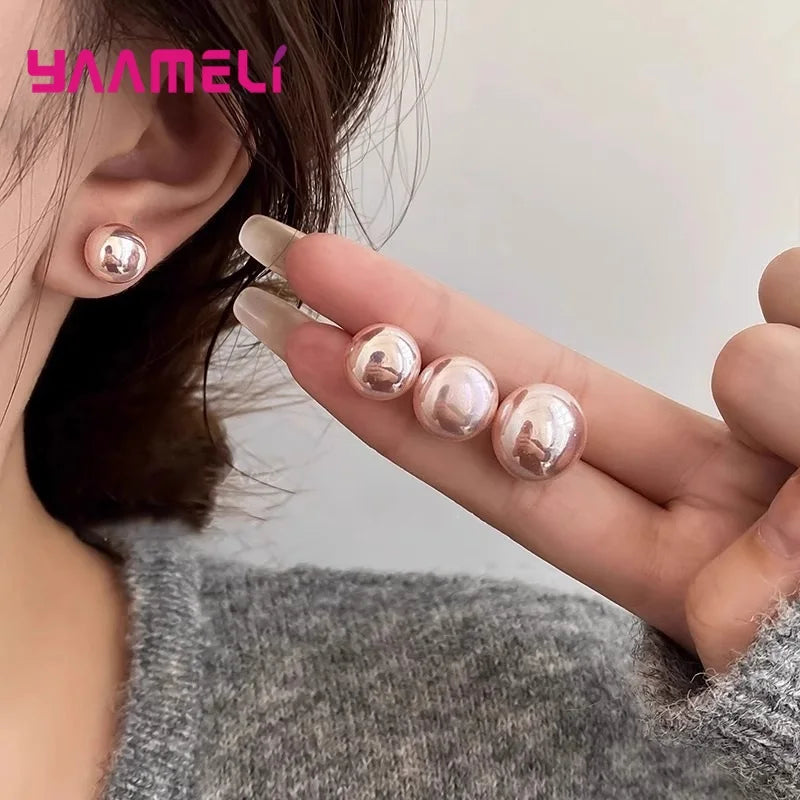 Pearl Earrings for Woman Lady 925 Sterling Silver Color Gold Coated Luxury Female Birthday Wedding Gift Jewelry Qme