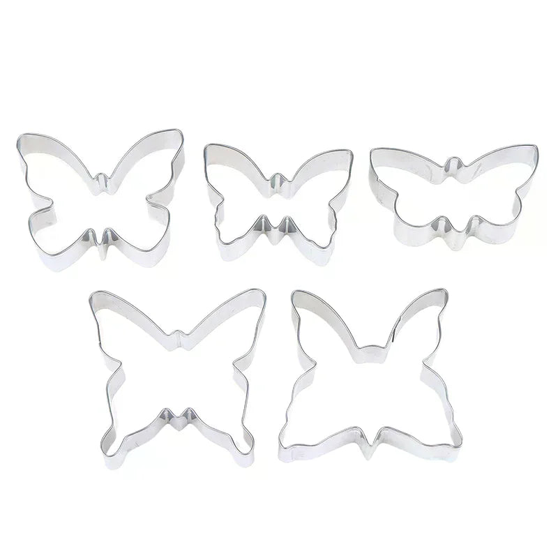 5Pcs/Set Stainless Steel Biscuit Mold Set Butterfly Cookie Cutter DIY Cake Decoration Tool Chocolate Pastry Baking Snacks Mold Qme