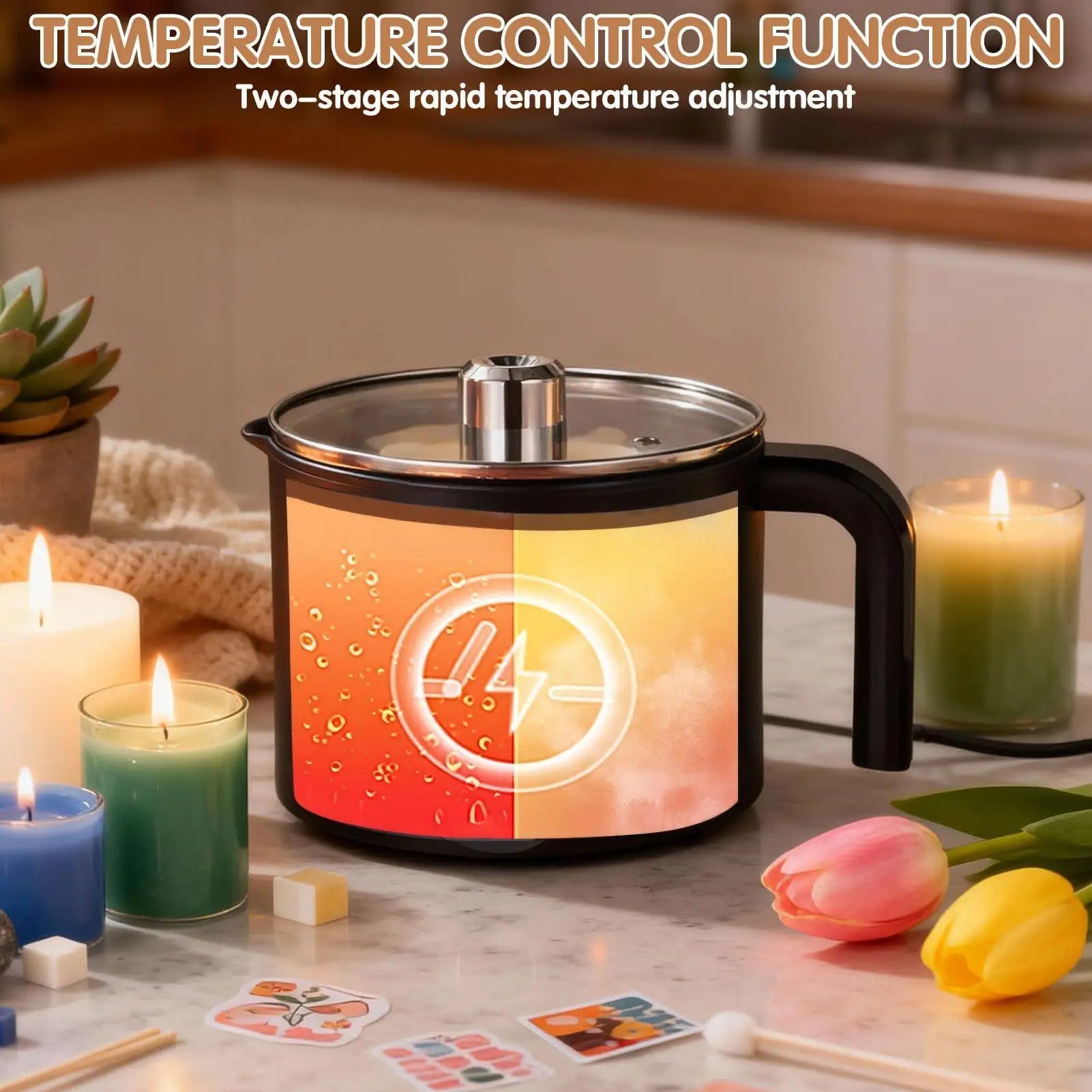 Candle Wax Melting Pot 1.5L Large Stainless Steel Electric Non-stick Candle Making Pot Melting Pitcher for Soap Candy Chocolate Qme