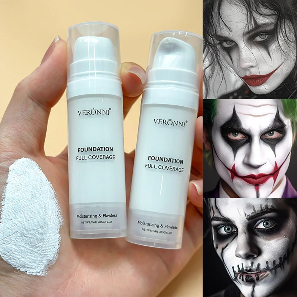 White Liquid Foundation Full Coverage Heavy Duty Creamy Formula Goth Qme