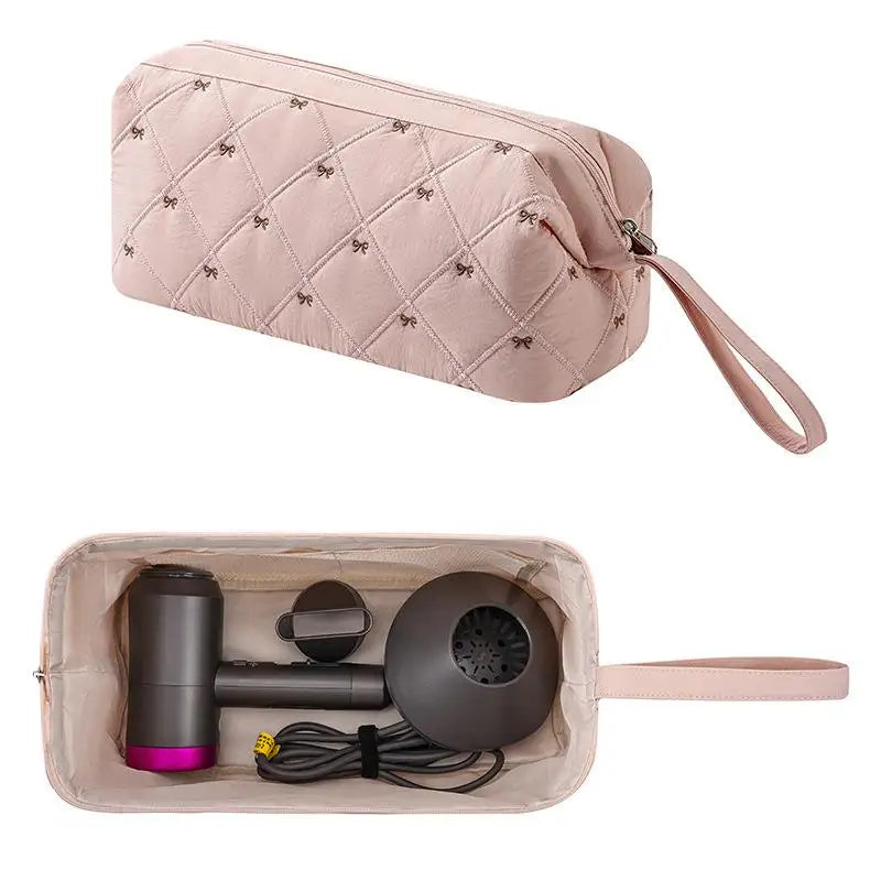 Waterproof Zipper Cosmetic Bags Women Hair Dryer Storage Bag Travel Qme Pink