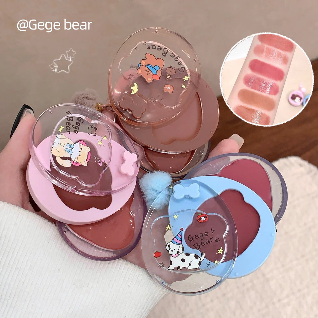 GEGE BEAR 3-in-1 Lip Mud Gloss Cream Blush Eyeshadow Velvet Matte Qme