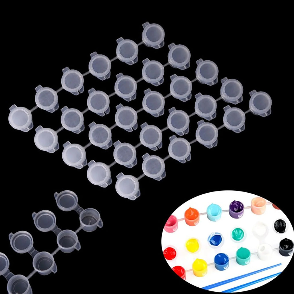 10Strips 60Pots Empty Paint Strips Mini Paint Cup Box Pod Art Crafts Plastic Storage Container Pigment Container Drawing Supplie Qme
