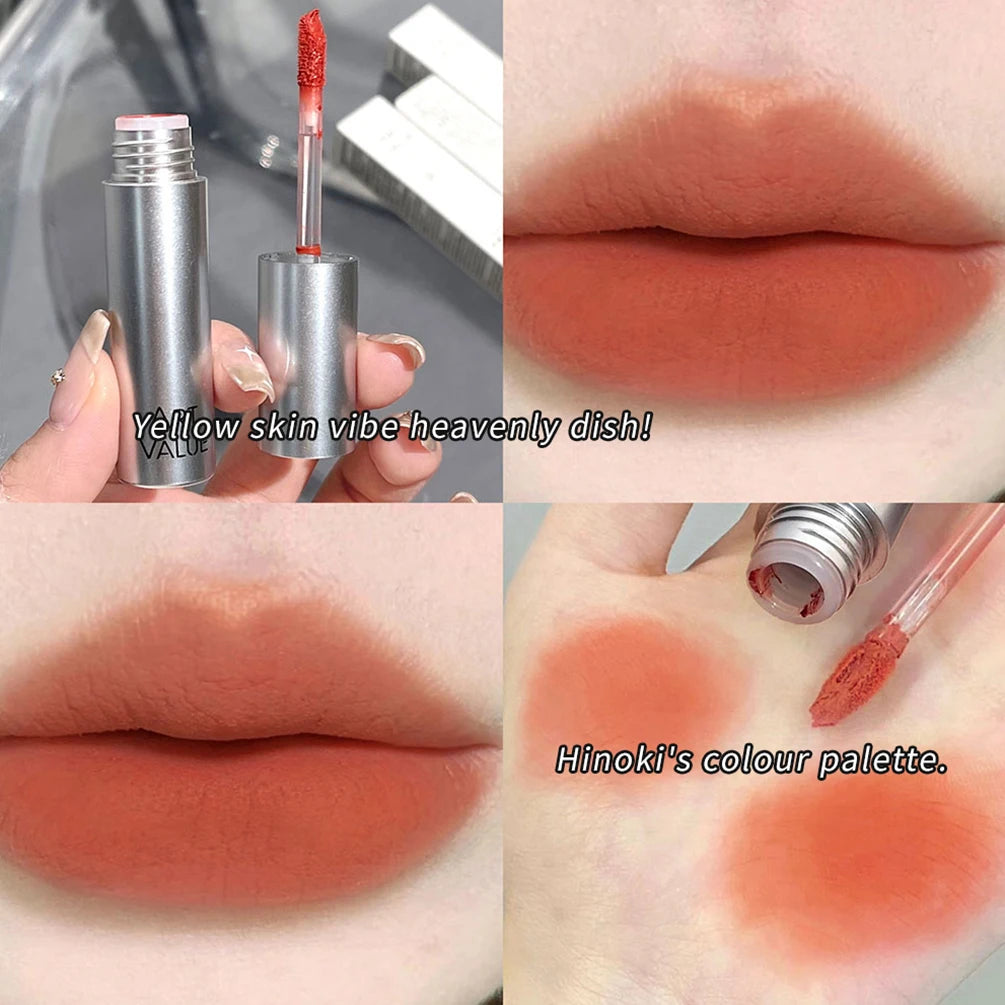 Silver Tube Lip Gloss 6 Colors Nude Matte Lipstick Waterproof Long Lasting Women Red Lip Tint Mud Velvet Lip Glaze Cosmetics Qme 05