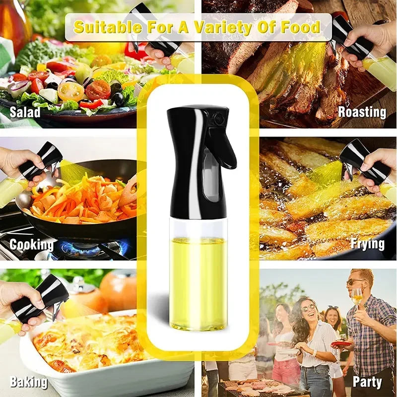 200/300/500ml Oil Spray Plastic Household Kitchen Oil Spray Bottle or Oil Brush Nebulizing Mist Filling Cooking Dual Use BBQ Qme