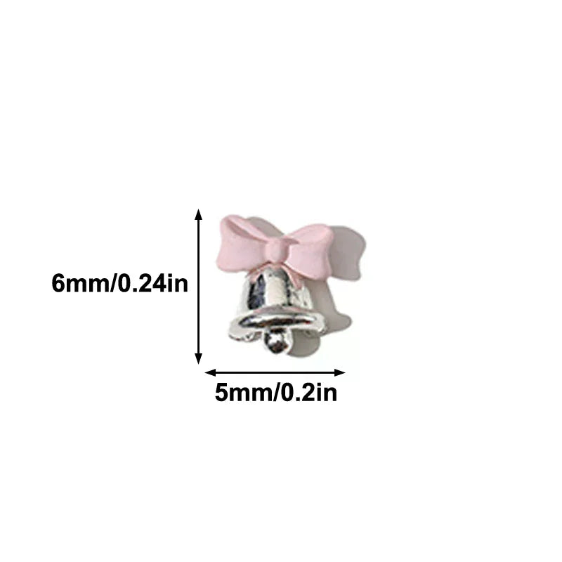 Christmas Alloy Nail Accessories Mini Colored Bow Bell Rhinestones Qme