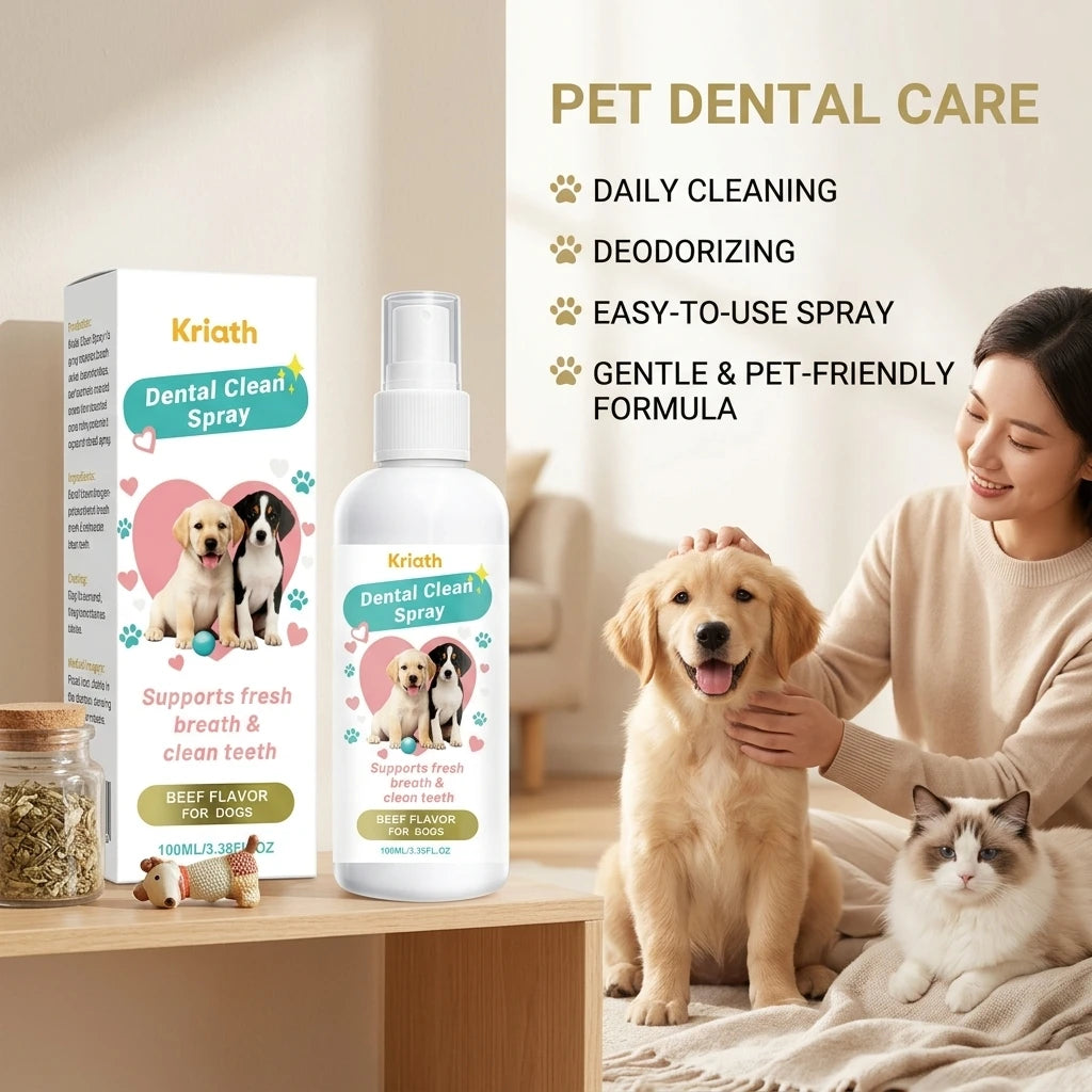 Pet Oral Care Spray Removing Dental Plaque Eliminating Odor Relieve Gum Discomfort Freshing Breath No‑brush Teeth Cleaning Spray Qme