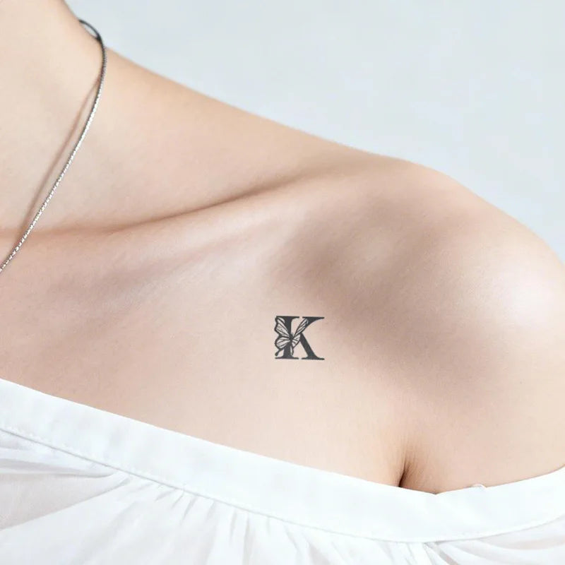 Tattoo Sticker Temporary Tattoo Waterproof Butterfly Alphabet Body Art for Women Couples Finger Wrist Fresh Qme