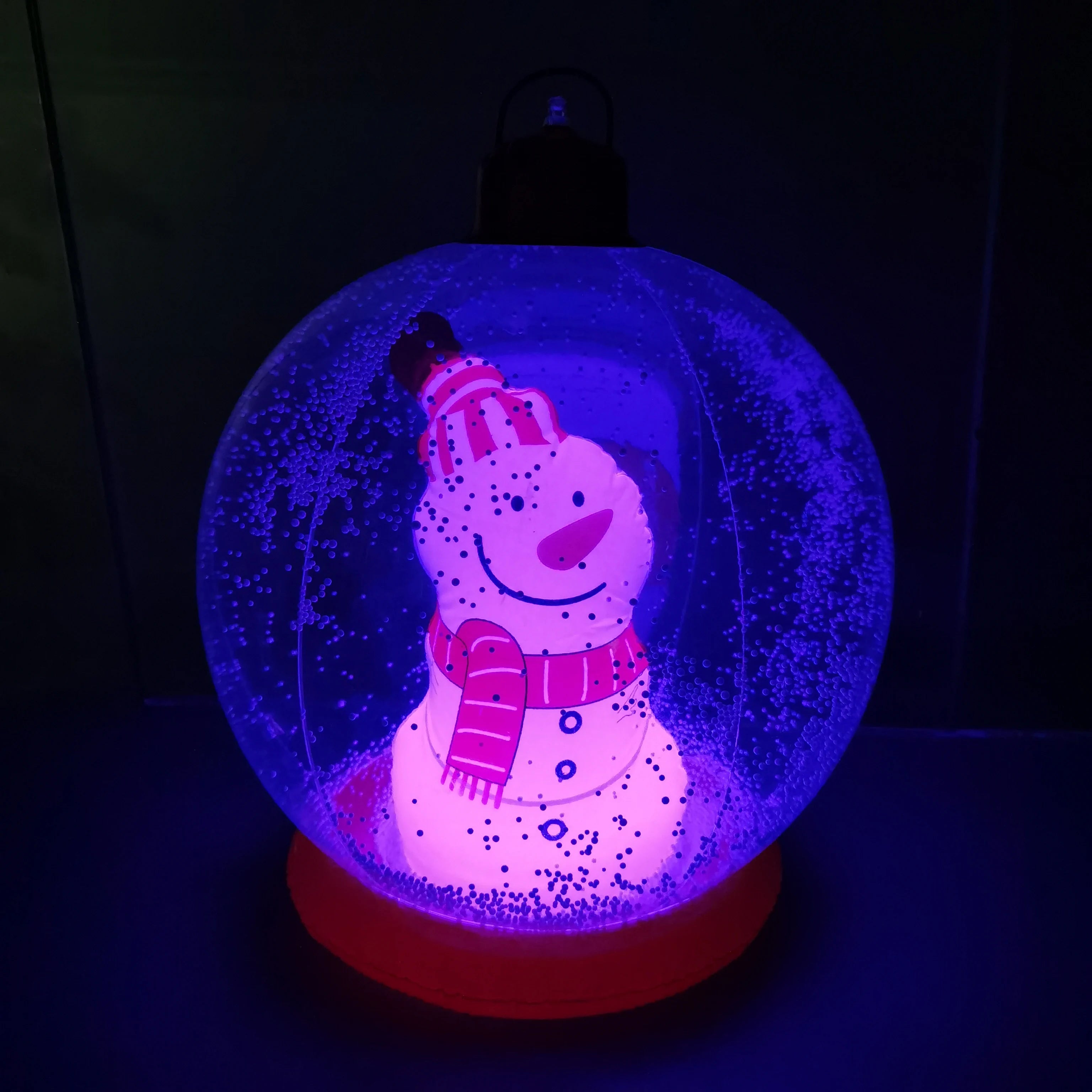 PVC inflatable transparent luminous Christmas ball 24-inch decorated Christmas indoor patio Christmas tree atmosphere ball Qme Snowman 60cm