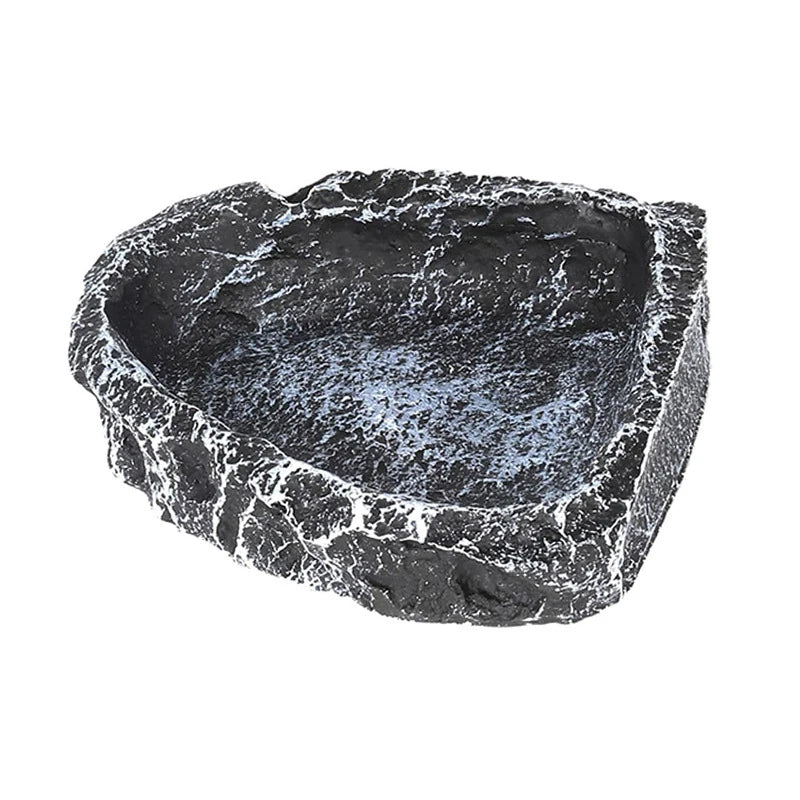 Imitation Stone Bowl Reptile Pet Feeding Water Bowls Safe Durable Qme