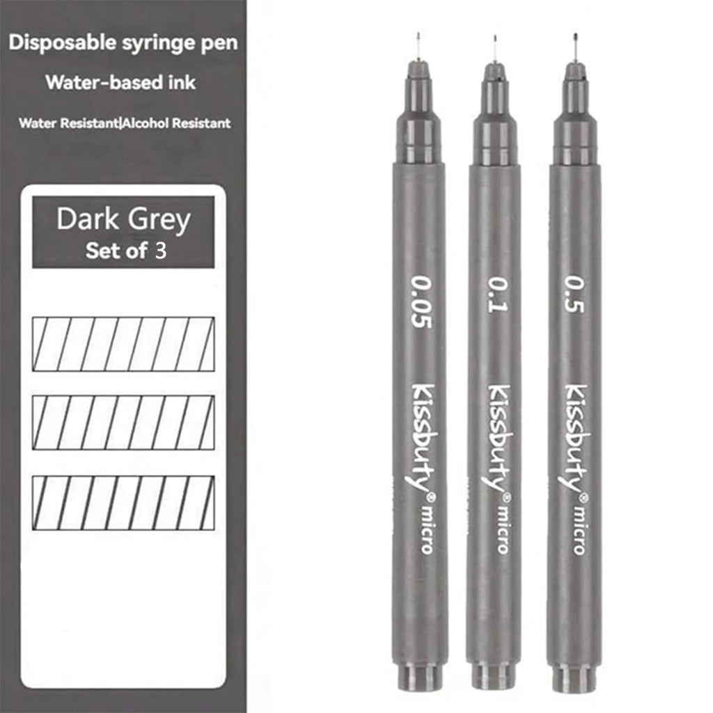 3/5PCS Multi-needle Fine Line Drawing Pen Set, Waterproof Quick-Dry Art Marker Pens for Sketching Cartoon & Drafting Design Qme 3pcs-Dark gray
