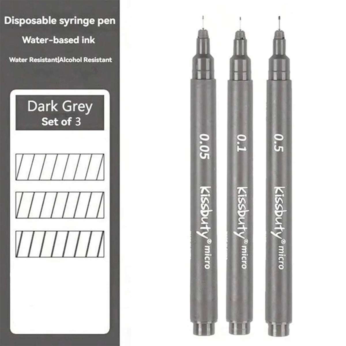 3/5PCS Multi-needle Fine Line Drawing Pen Set, Waterproof Quick-Dry Art Marker Pens for Sketching Cartoon & Drafting Design Qme 3pcs-Dark gray