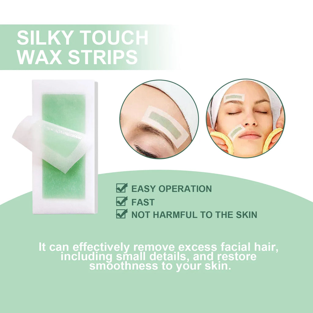 40Pcs Depilatory Wax Strips Silky Touch Wax Strips Facial Hair Removal Wax Paper For Face Neck Arm Leg Body Beauty Tools Qme