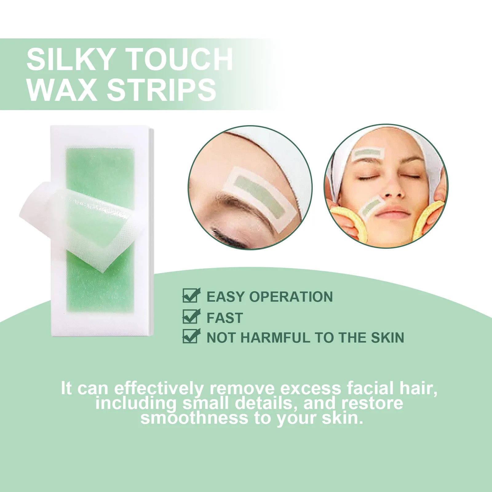 40Pcs Depilatory Wax Strips Silky Touch Wax Strips Facial Hair Removal Wax Paper For Face Neck Arm Leg Body Beauty Tools Qme