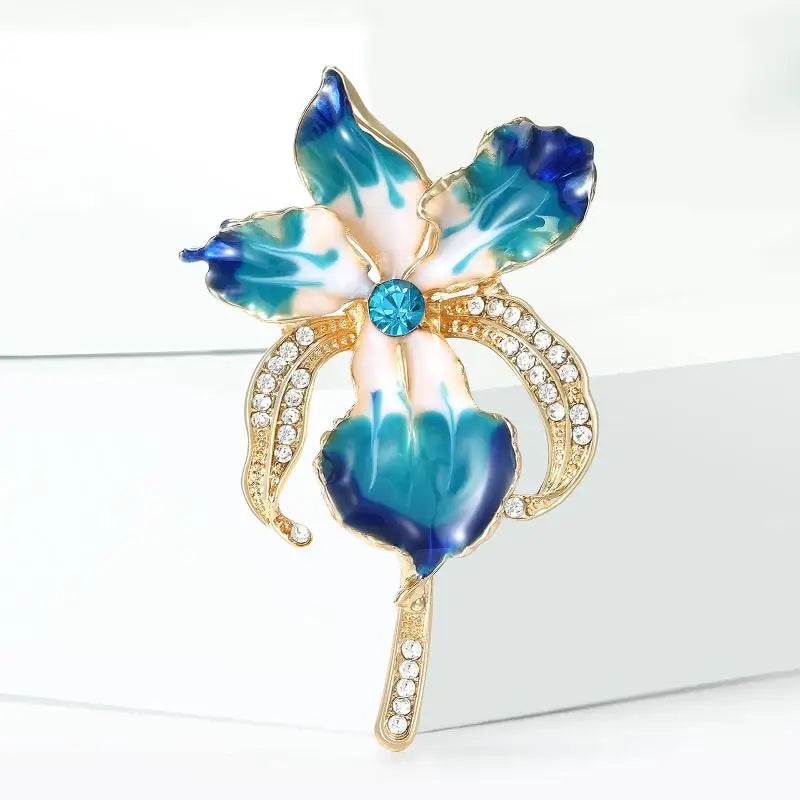 1Pcs Beautiful Women's Clothes Bag's Plants Brooch Pins Elegant Enamel Orchid Flower Brooches Gifts DIY Accessories Qme
