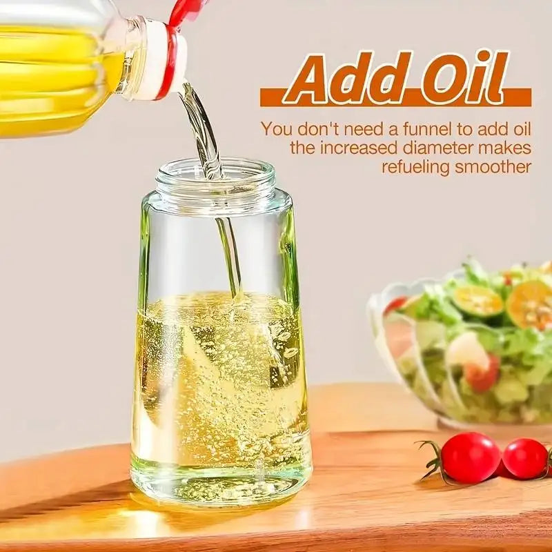 470 ml Oil Sprayer for Cooking, 2-in-1 Olive Oil Dispenser and Spray Bottle, Oil Spray with Stickers, Thick Glass Bottle Qme