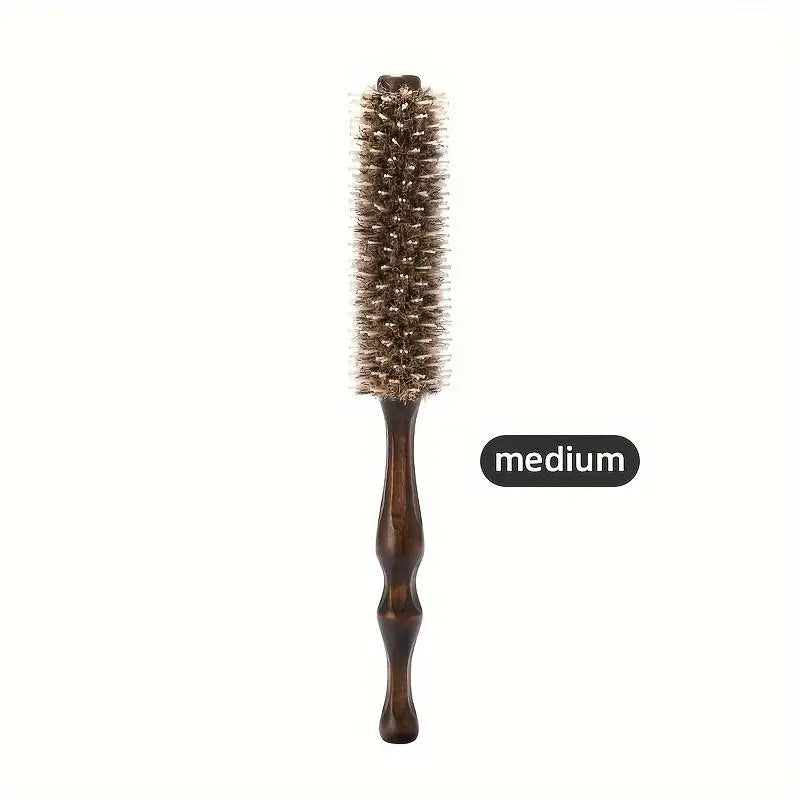 Wooden Handle Hair Curling Comb Ergonomic Design Durable Bristles Qme M