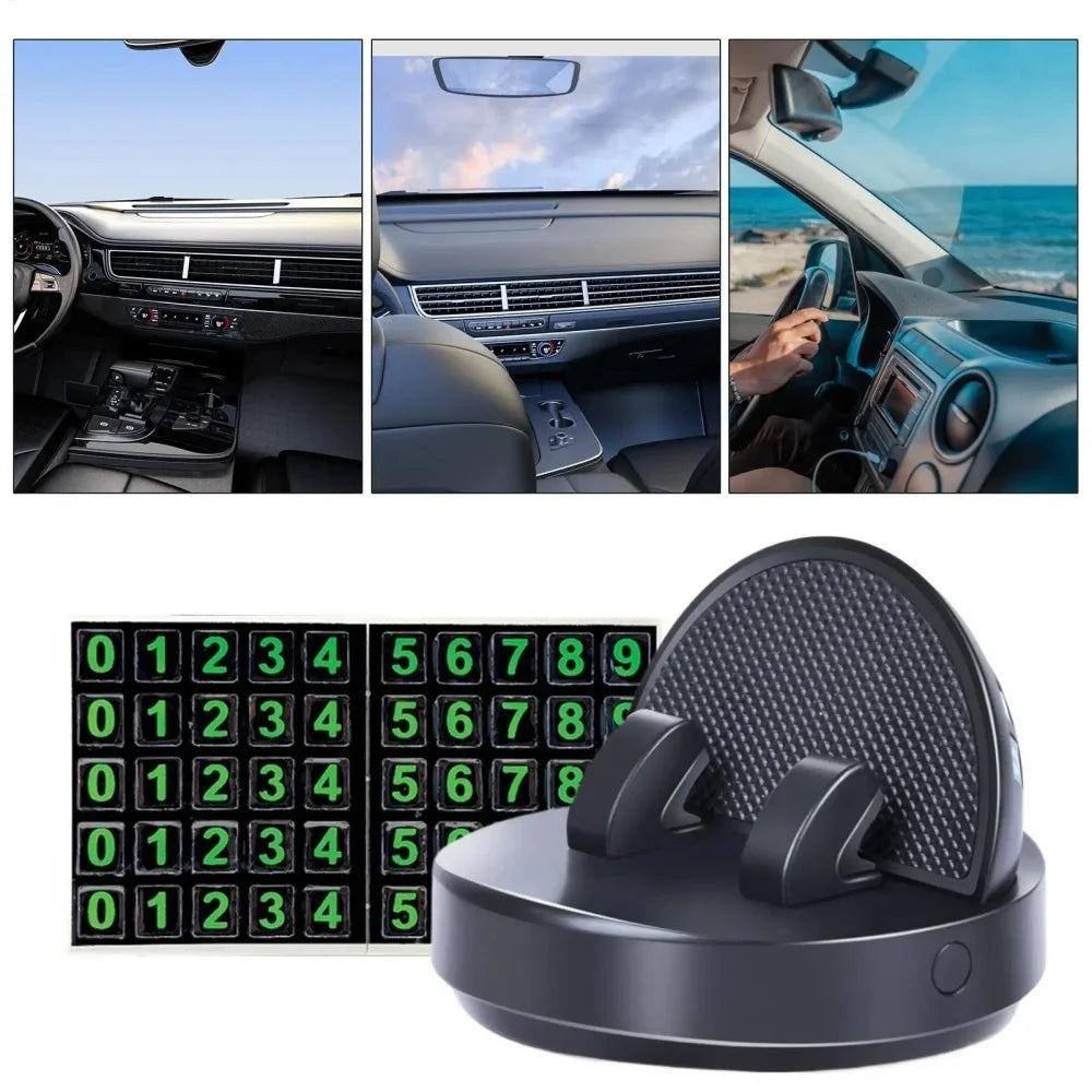 Car Dashboard Phone Holder Auto Dashboard Mobile Phone Mount Smartphone Automotive Organizer with Parking Number Plate for Car Qme