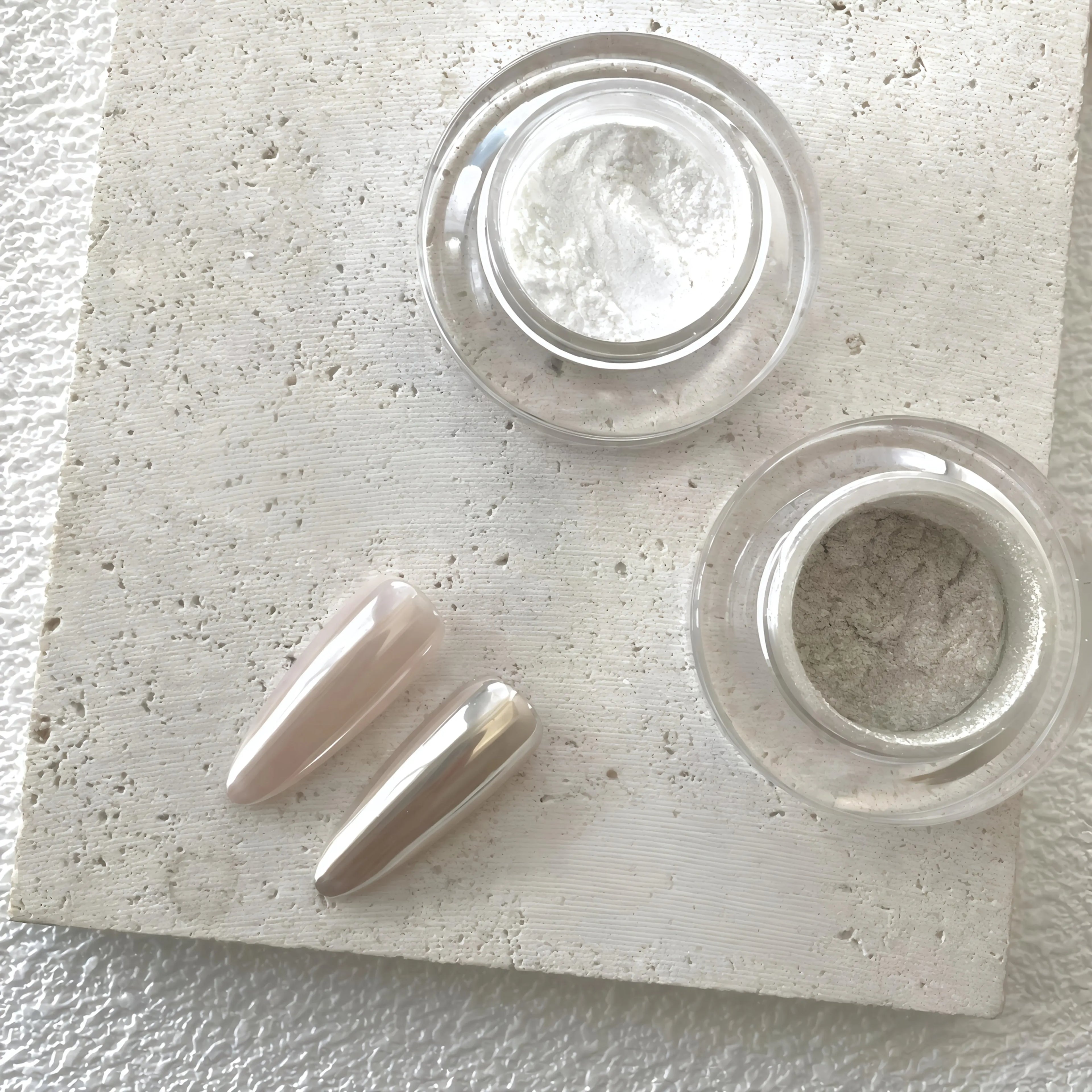 Silvery Champagne Glitter Magic Mirror Nail Powder Chrome Art Qme 1set