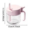 Seasoning Container with Spoon Condiment Glass Storage Seasoning Box with Lid for Kitchen Countertop Pantry Cabinet Home Camping Qme Pink