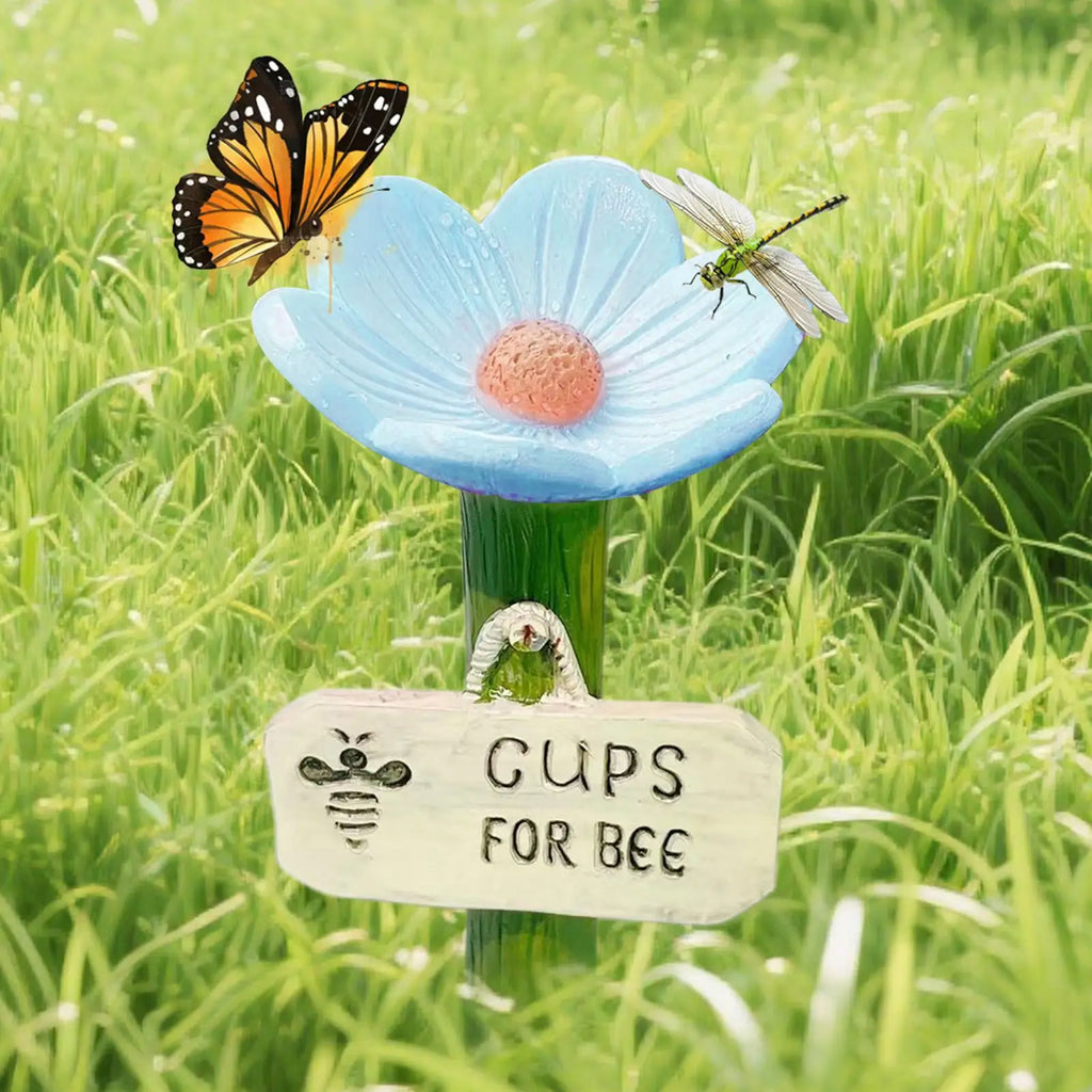 Bee Waterer Flower Shaped Bee Feeder Drinking Cups Hygienic Colorful Thirsty Pollinators Feeder Cups for Garden Lawn Patio Farm Qme