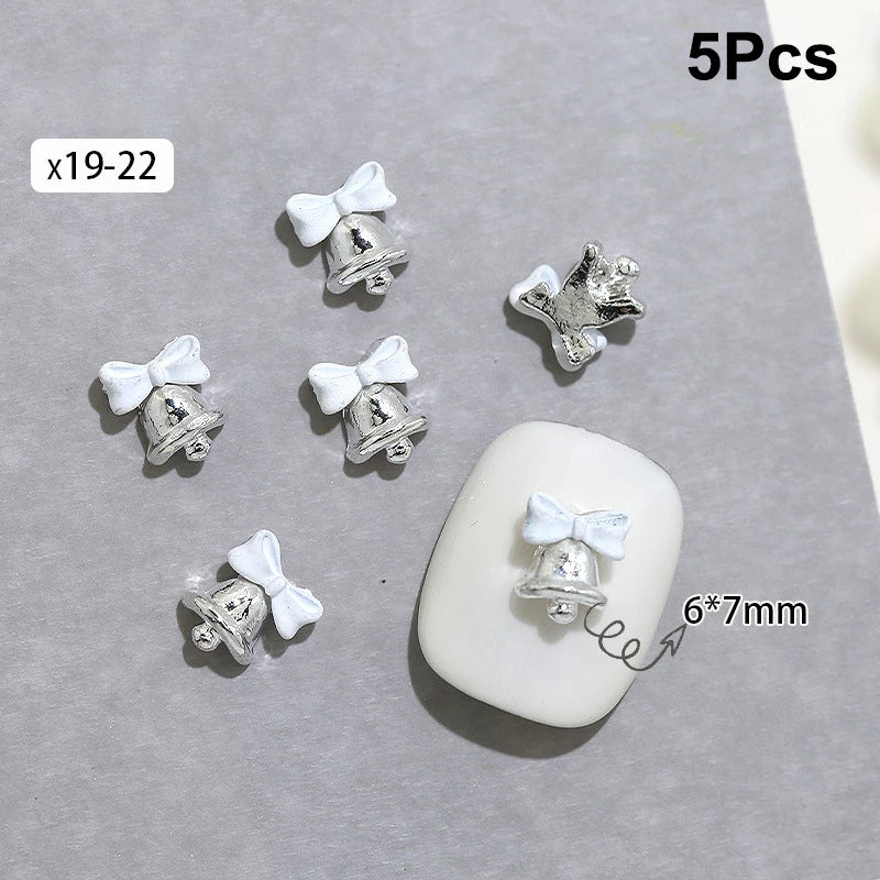Christmas Alloy Nail Accessories Mini Colored Bow Bell Rhinestones Qme x19 22