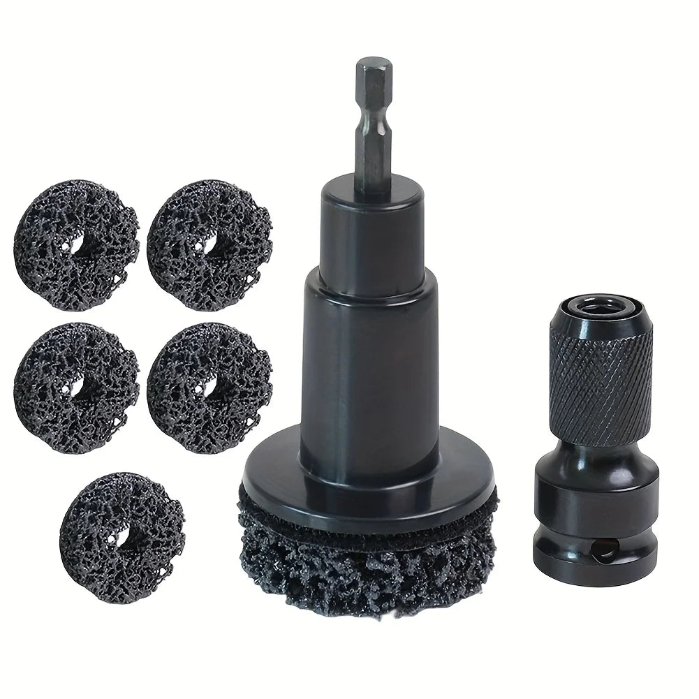 Wheel Hub Axle Brake Disc Grinding Head - Hardened Plastic Model - Wheel Hub Rust Removal Tool + 5 Grinding Heads Qme