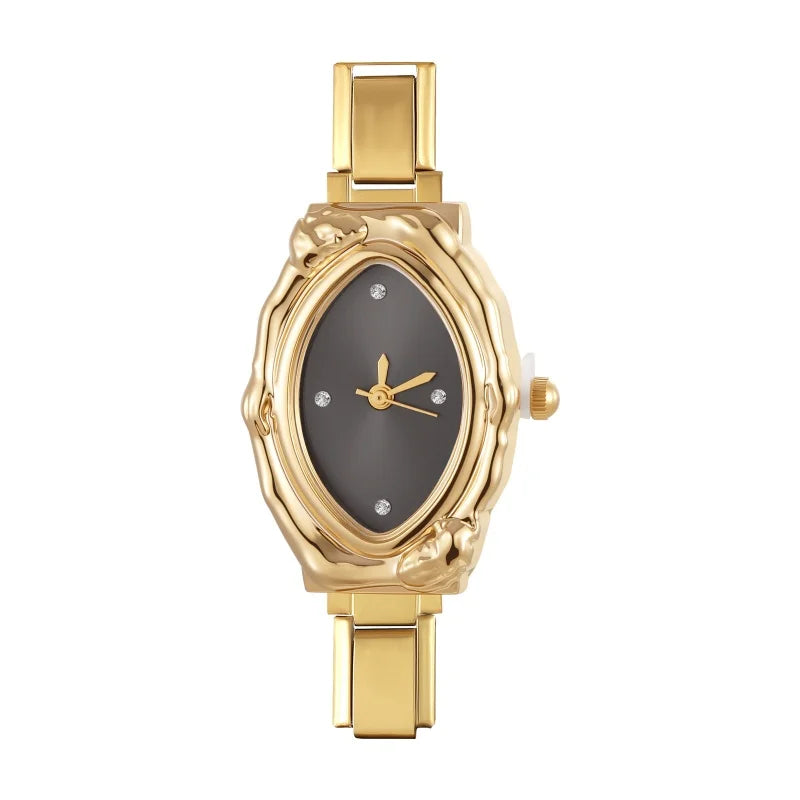 Women's Men's DIY Width Italian Elastic Charm Stainless Oval Watch