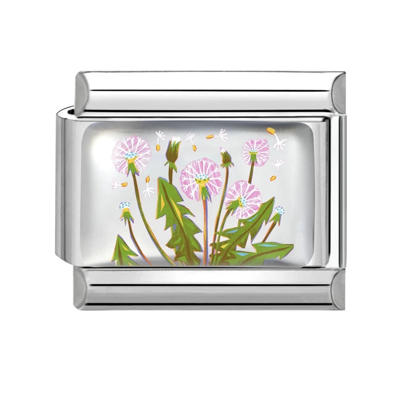 Colorful Brilliant Flowers Sunflower Lotus Tulip Charm Italian Link