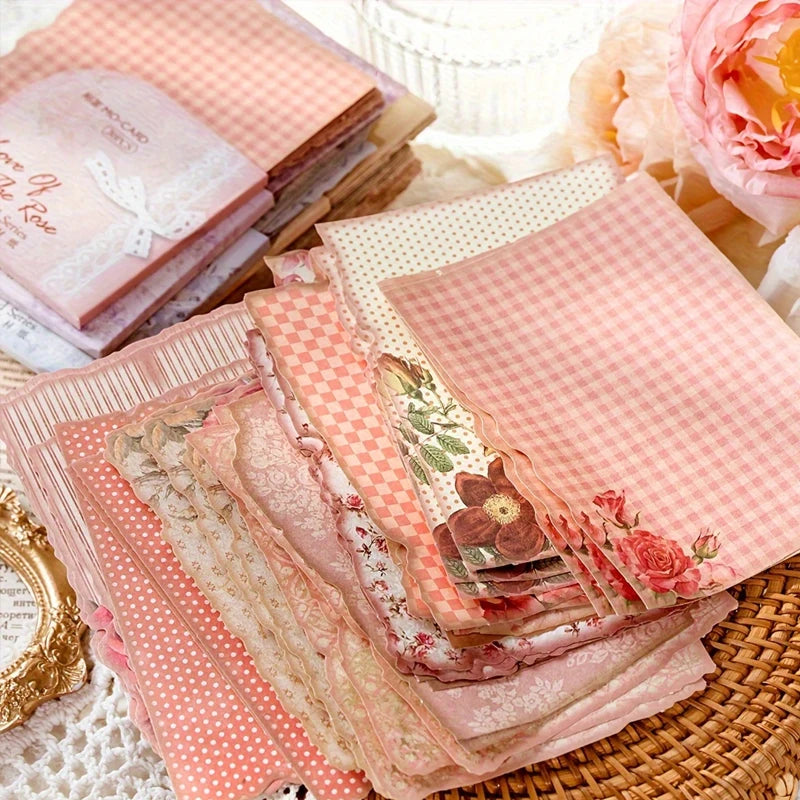 Vintage Dyeing Floral Paper, Gentle Breeze Series, Scrapbook & Journal Background Paper, Creative Material for Handmade Collage Qme