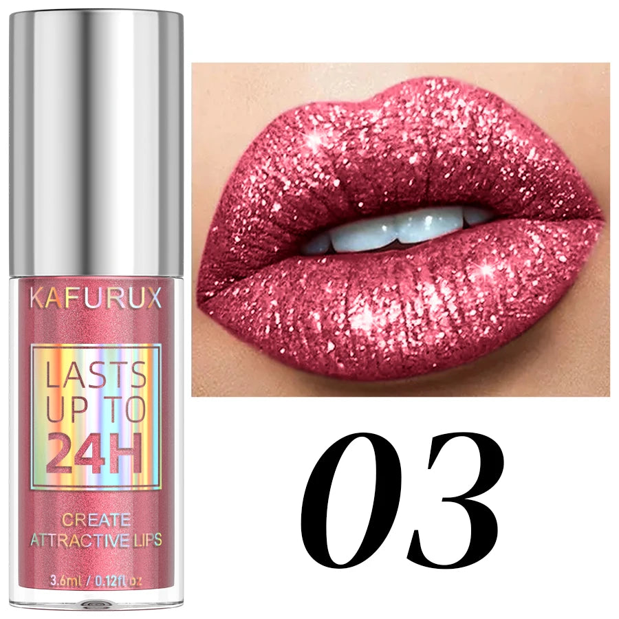 20 Matte Shiny Glitter Liquid Lipstick Lip Gloss Diamond Makeup Qme 03