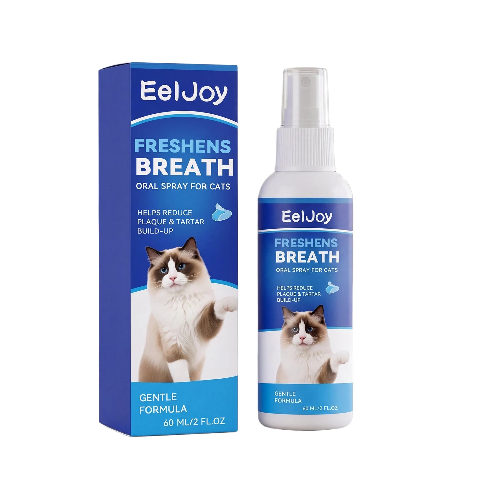 Cat Oral Care Spray Remove Plaque Reduce Tartar Build‑up Eliminate Bad Breath Easy‑to‑use Gentle Formula Mouth Cleaning Solution Qme 60ml Boxed