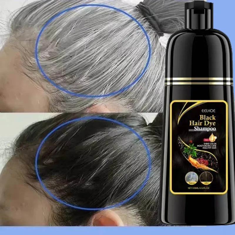Natural Herbal Hair Dye Shampoo 3 in 1 Change Hair Color Gray Hair to Dark Brown Black Deep Nourishing Care Qme