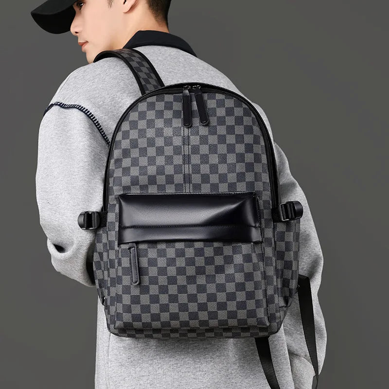 Business Trend Plaid Backpack Versatile Casual Men's Commuter Qme