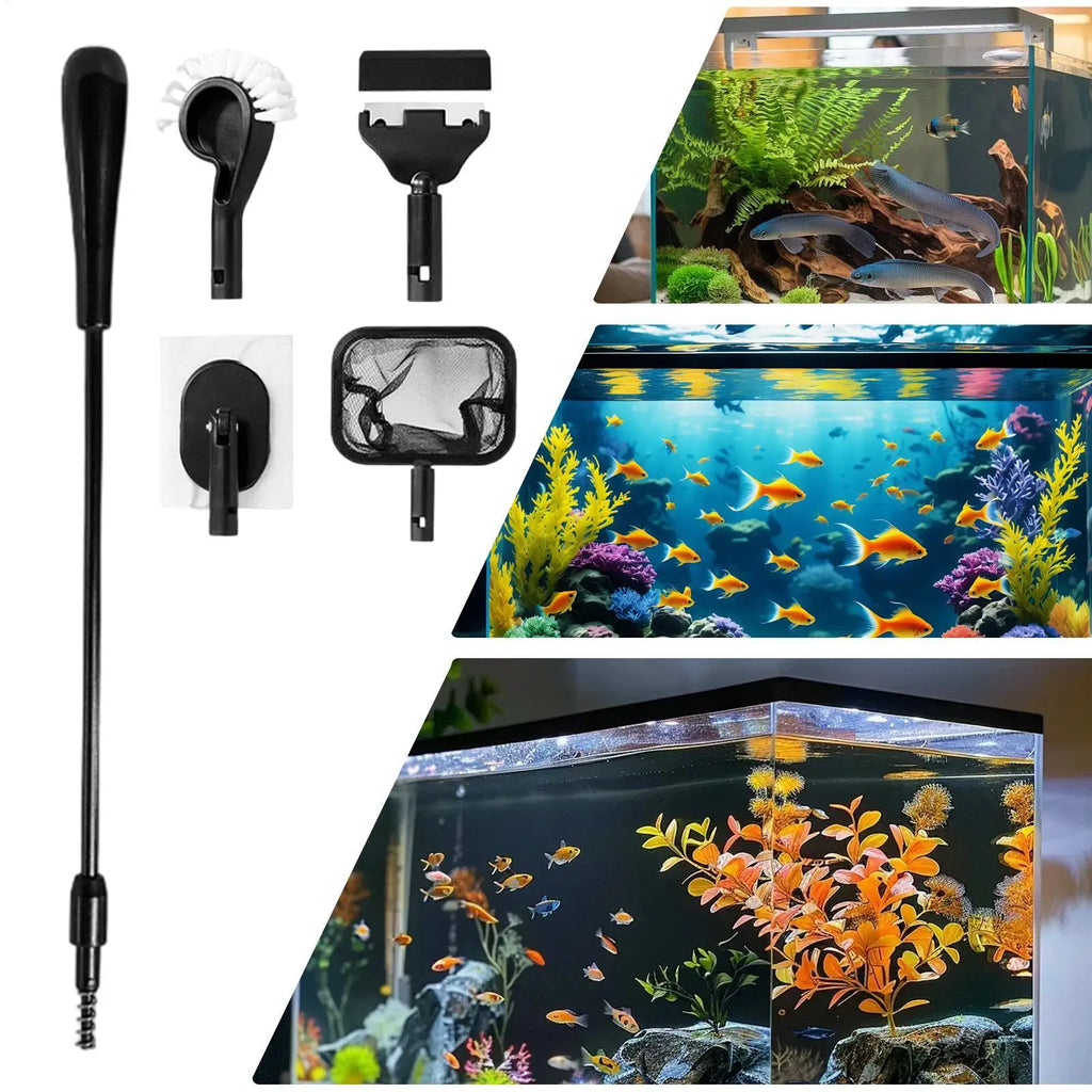 Fish Tank Cleaning 4-in-1 Gravel Scraper Brush Fish Tank Cleaning Tools For Betta Turtle Shrimp Pond Terrarium Freshwater Qme
