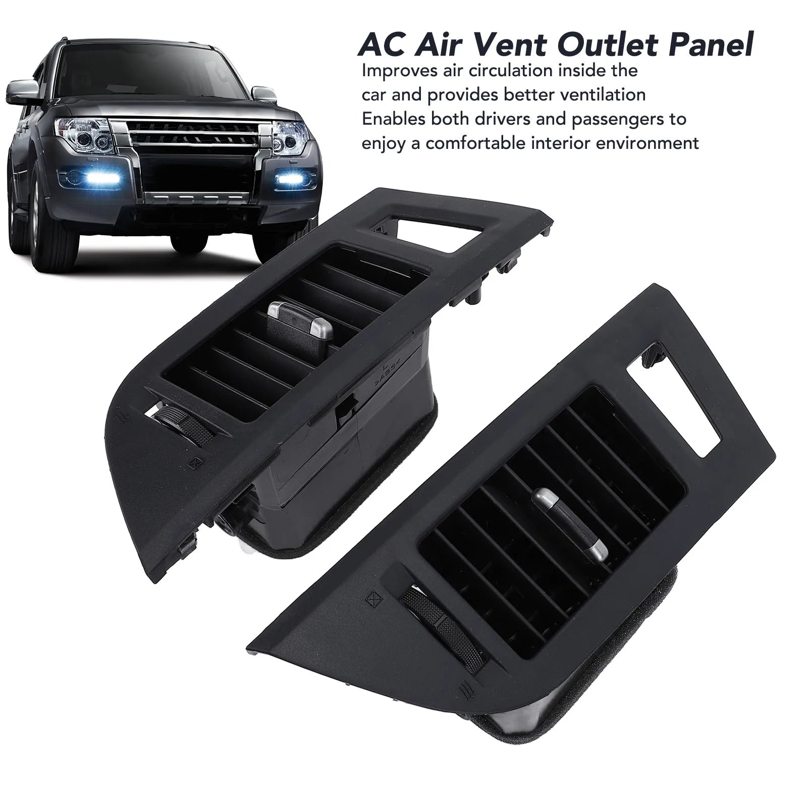 1 Pair of Car Dashboard AC Vent Outlet Trim Panel Improve Air Circulation For Mitsubishi Pajero 2006-2021 Fourth generation Qme