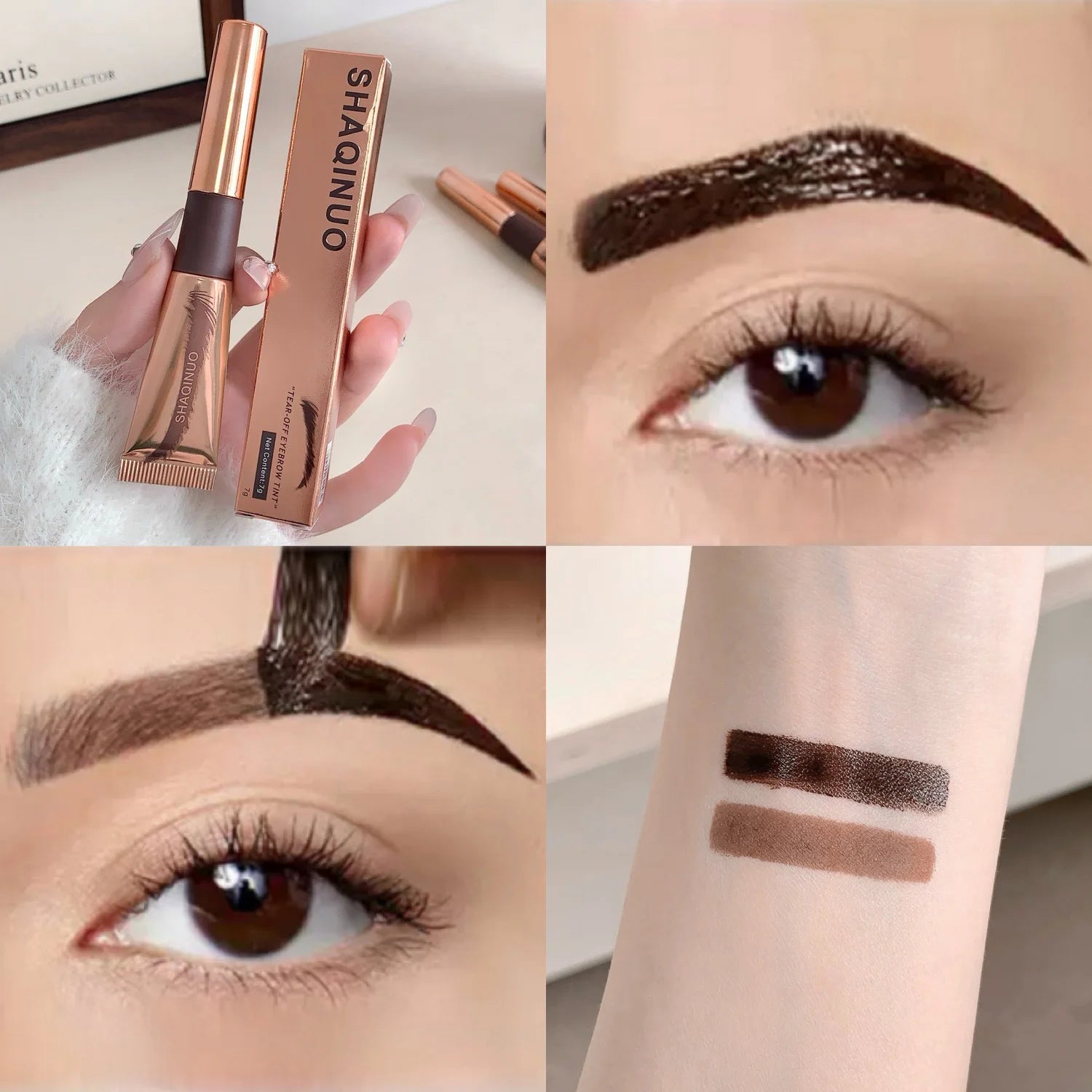 SHAQINUO 4-color Brush Head Peel-off Eyebrow Tint Waterproof Qme S9106-02