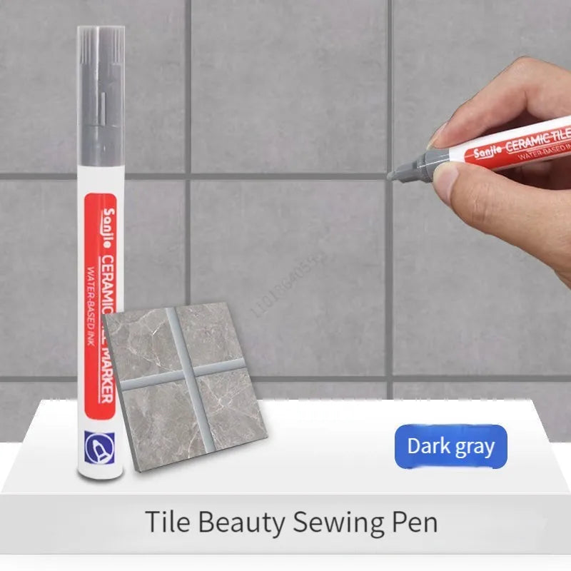 12 Color Waterproof White Grout Tile Lines Marker Pens Gaps Repair Bathroom Porcelain Filling Grout Paint and Sealer Pen Qme dark gray