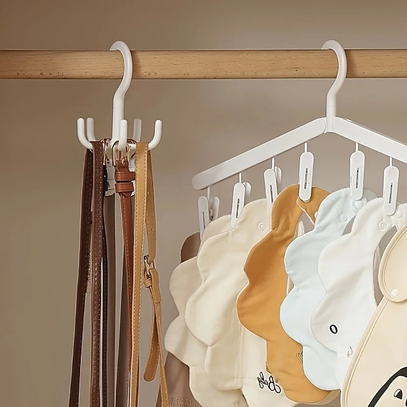 360° Rotating 4-Claw Hanger Hooks, Multifunctional Wardrobe Organizer,Space-Saving Hanging Holder for Scarves, Belts, Bags, Hats Qme