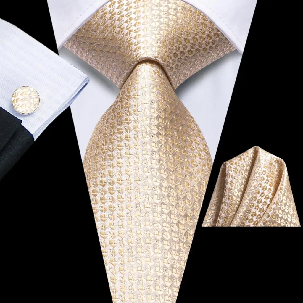 Hi-tie Striped Navy Blue Mens Fashion Necktie Handkerchief Cufflinks