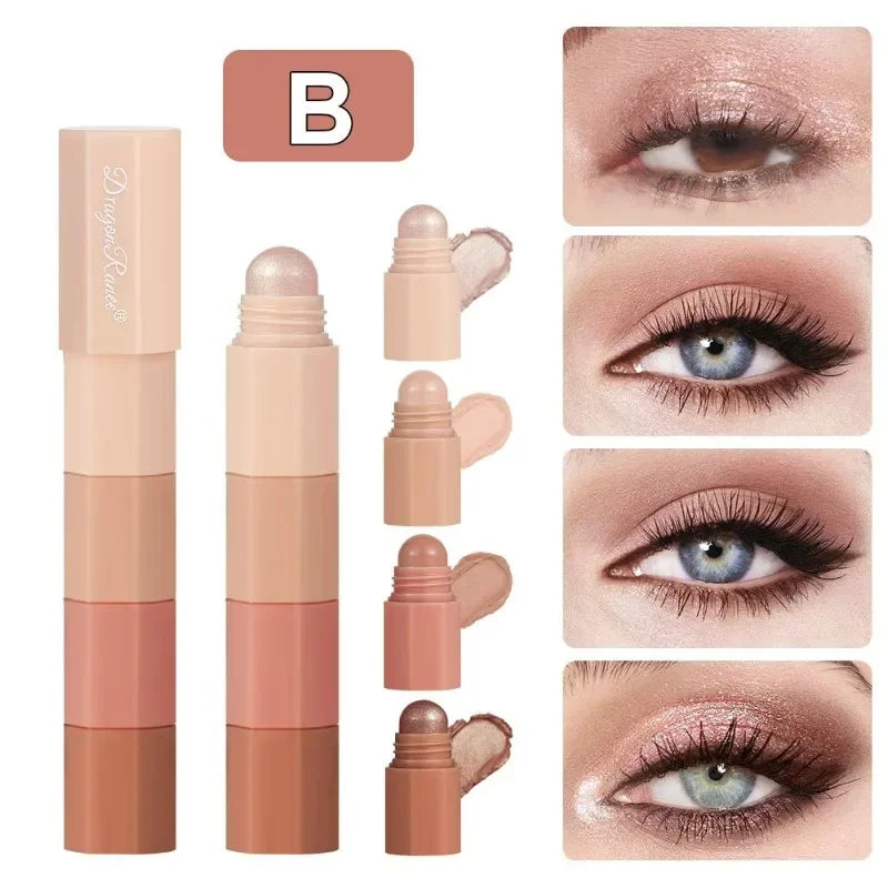 5 in 1 Eyeshadow Pencil Kit Velvet Matte Pigment Shimmer Highlight Makeup Combination Pink Brown Mini Eye Shadow Pen Cosmetics Qme Set of 4pcs B