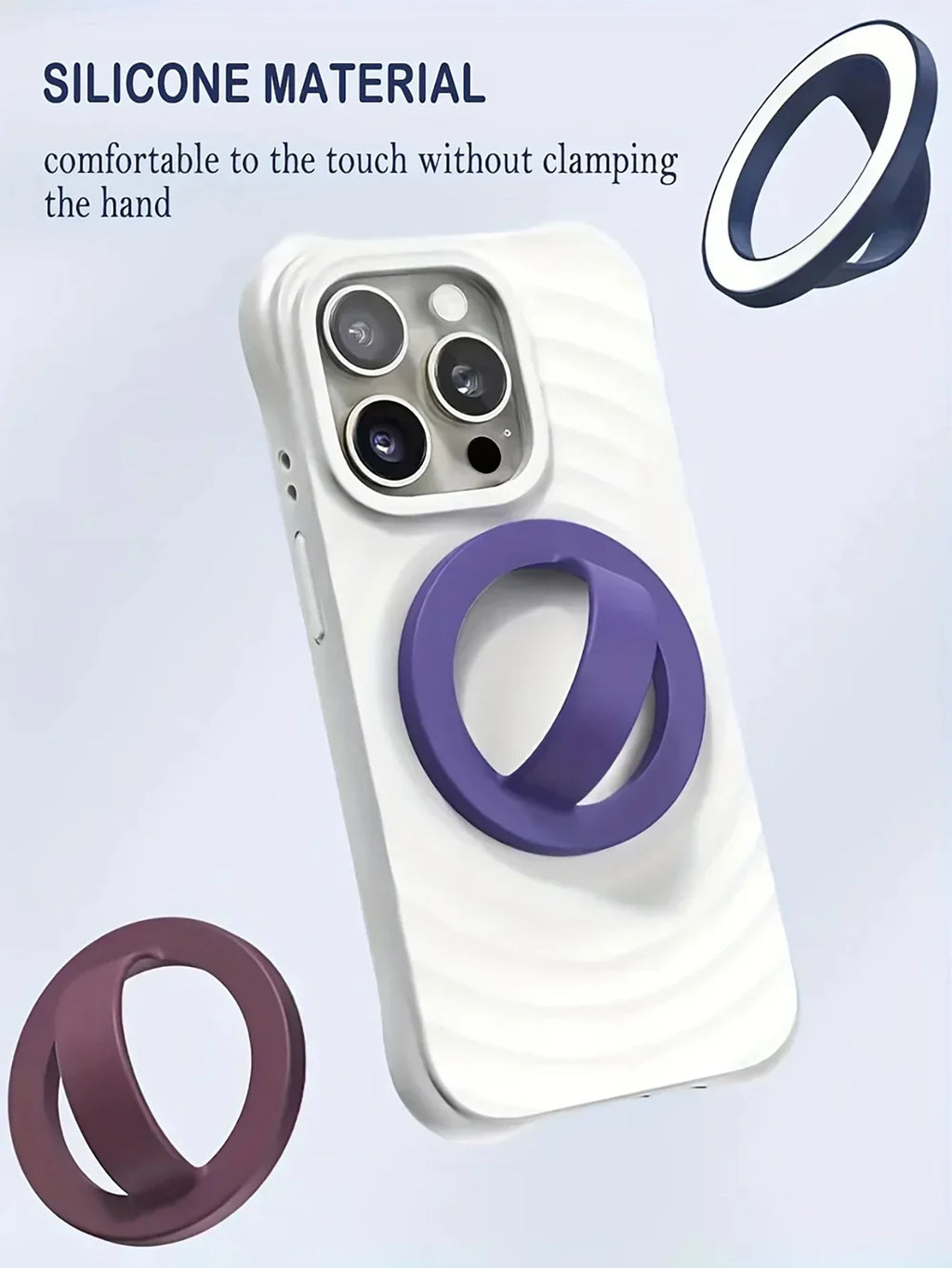 1 Silicone Solid Simple Magnetic Ring Buckle Universal Phone Holder Qme