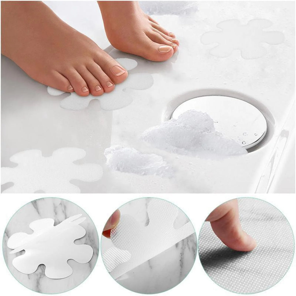 Non-Slip Bathtub Stickers Safety Bathroom Tubs Showers Treads Adhesive Decals Pure White Snowflake Shaped Bathroom Anti slip sti Qme